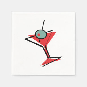 Serviette En Papier Rétro Martini rouge