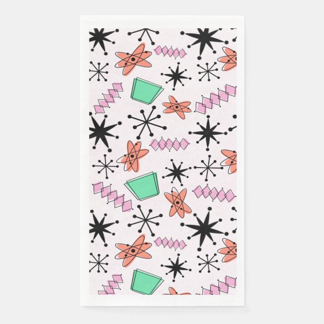 Serviette En Papier Rétro MCM rose orange vert noir (Devant)