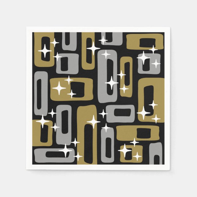 Serviette En Papier Retro Mid-Century Moderne Abstrait (Devant)