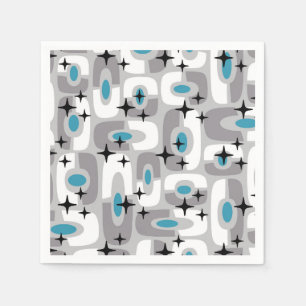 Serviette En Papier Retro Mid-Century moderne Cosmique Abstrait Motif