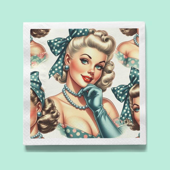Serviette En Papier Rétro Mignon Pinup Classique (Créateur téléchargé)
