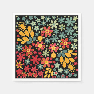 Serviette En Papier Retro.  Motifs floraux 2