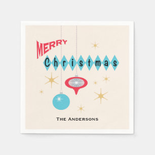 Serviette En Papier Rétro Noël des ornements I de style des années