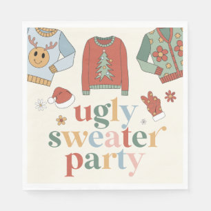 Serviette En Papier Retro Noël laid Sweater Party Invitation