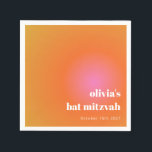 Serviette En Papier Retro Orange Gradient Bat mitzvah unique personnal<br><div class="desc">Serviettes de Bat mitzvah unique Retro Orange Rose</div>