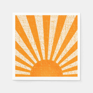Serviette En Papier Retro Orange Sun I Vintage Sunrise I Boho Sunshine