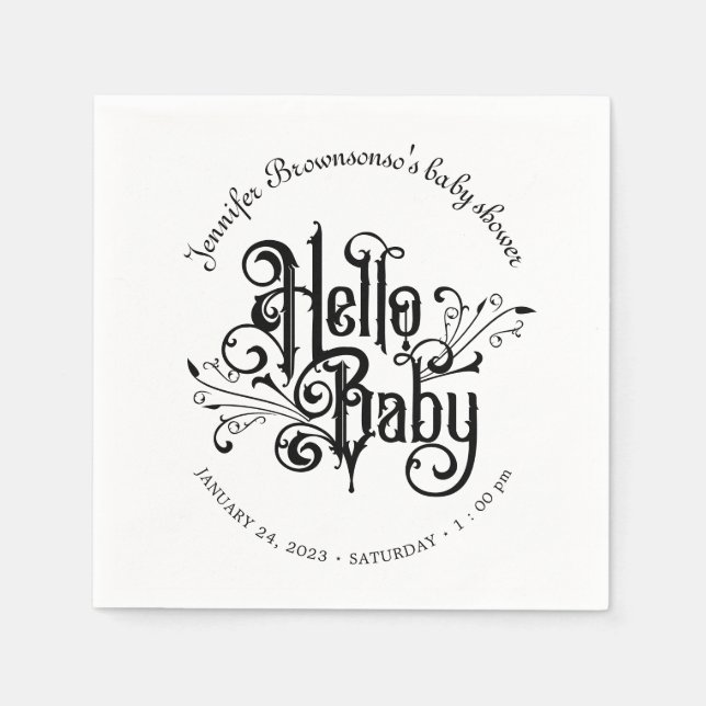 Serviette En Papier Retro Ornament Horror Gothic Hello Baby (Devant)