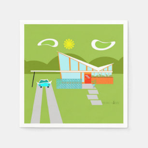 Serviette En Papier Retro Palm Springs House Cocktail Napkins