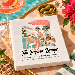 Serviette En Papier Retro Palm Springs Leopard Lounge Aquarelle