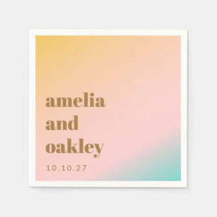 Serviette En Papier Retro Pastel rose dégradé Mariage unique personnal
