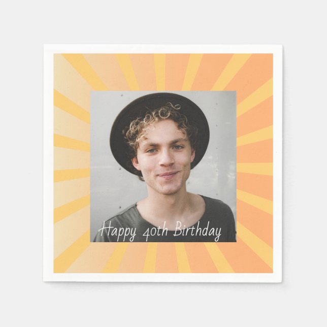 Serviette En Papier Retro Personnalisé 40e anniversaire Photo (Devant)
