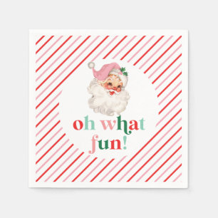 Serviette En Papier Retro Pink Père Noël Oh Quel Amusant