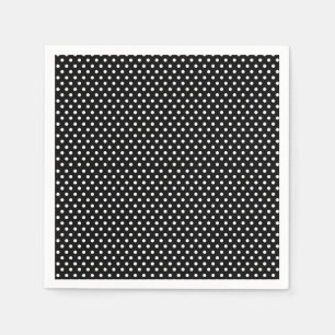 Serviette En Papier Rétro point de polka noir et blanc