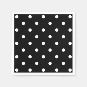 Serviette En Papier Rétro Points Blancs Sur Fond Noir