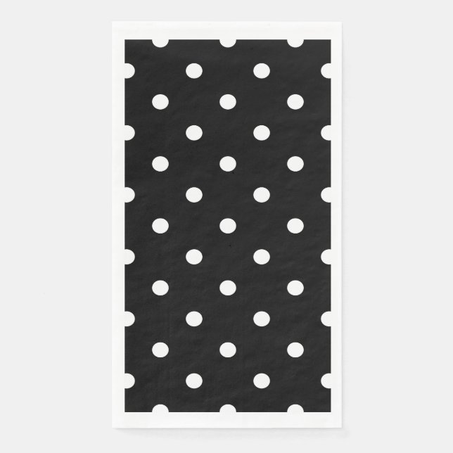 Serviette En Papier Rétro Points Blancs Sur Fond Noir (Devant)