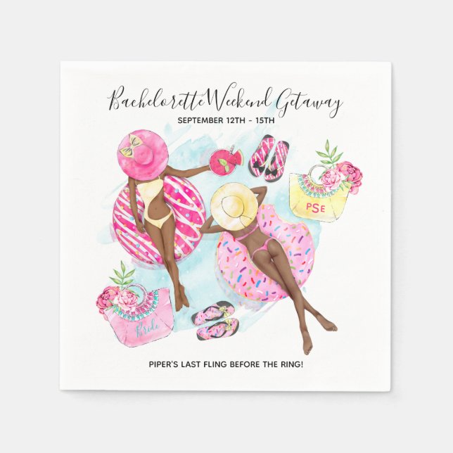 Serviette En Papier Retro Pool Girls Bachelorette Weekend Party (Devant)