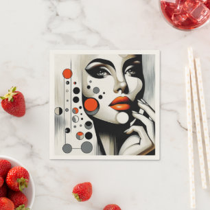 Serviette En Papier Retro Pop Diva : Elégance géométrique Art Abstrait