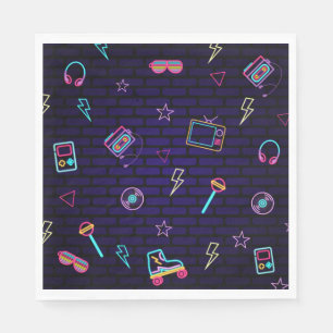 Serviette En Papier Retro Pop Neon Enfants Anniversaire Bash