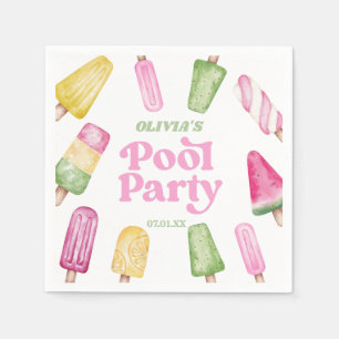 Serviette En Papier Retro Popsicle fête d'anniversaire de la piscine