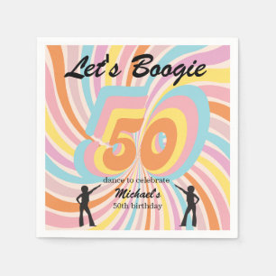Serviette En Papier Retro Psycho Boogie Coloré 50e anniversaire homme