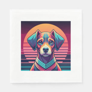 Serviette En Papier Retro Pulse Pup 80s Sunset Vibes