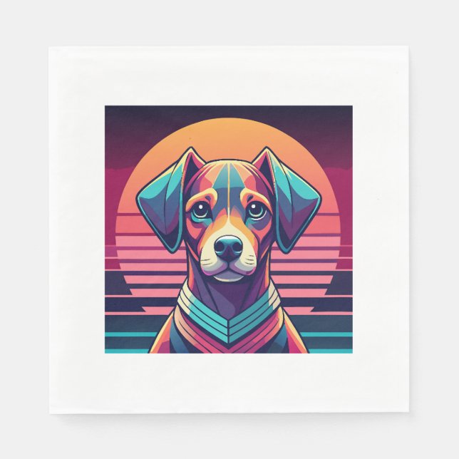Serviette En Papier Retro Pulse Pup 80s Sunset Vibes (Devant)