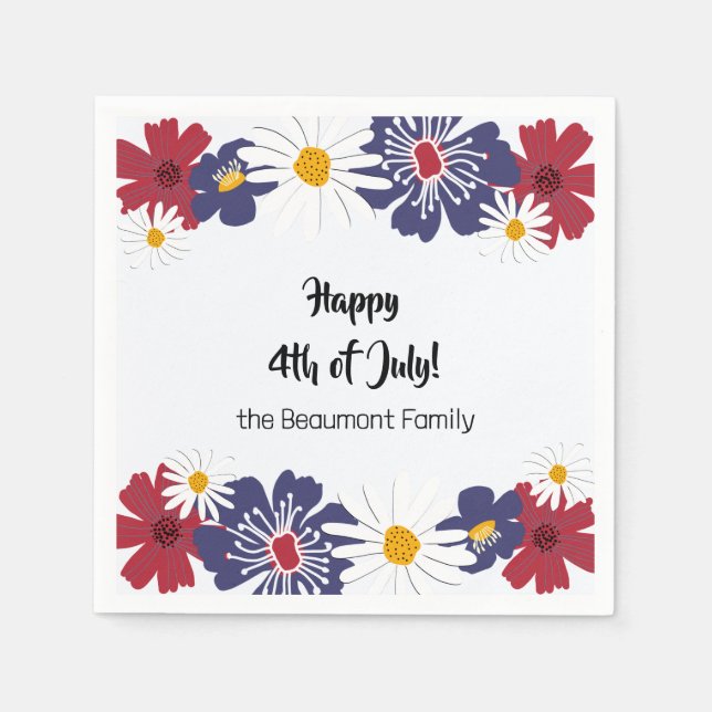 Serviette En Papier Retro Quart du Juillet 4 Summer Party Cocktail (Devant)