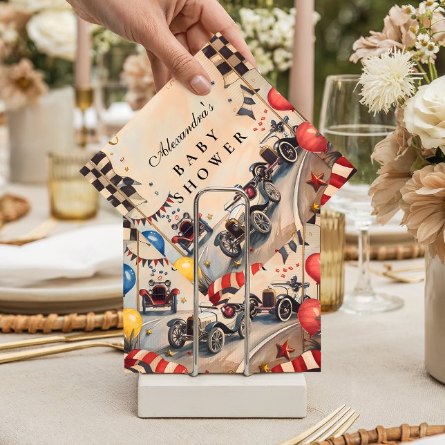 Serviette En Papier Retro Race Car Baby Shower (Créateur téléchargé)
