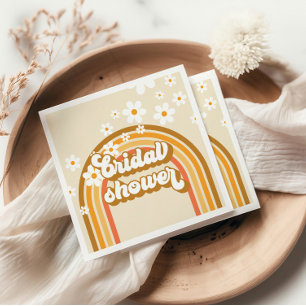 Serviette En Papier Retro Rainbow Daisy Super douche nuptiale