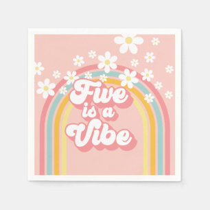 Serviette En Papier Retro Rainbow FIVE est un Vibe Super 5e anniversai