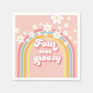 Serviette En Papier Retro Rainbow Quatre Ans Toujours Groovy