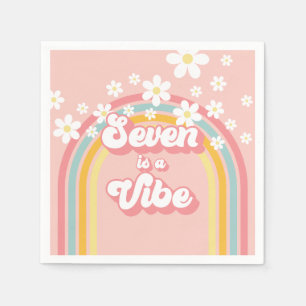 Serviette En Papier Retro Rainbow Seven est une Vibe Groovy 7ème Anniv