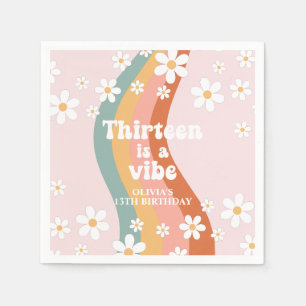 Serviette En Papier Retro Rainbow Thirteen est un 13ème anniversaire d