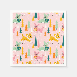 Serviette En Papier Retro Reindeer Wonderland Motif de vacances