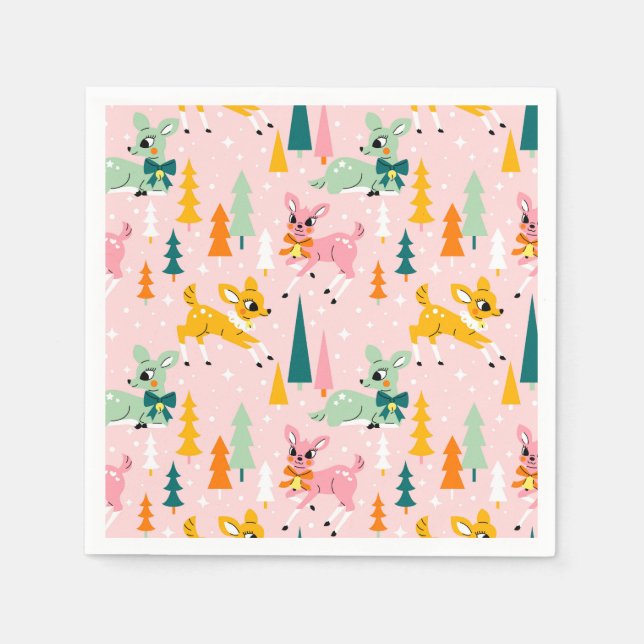 Serviette En Papier Retro Reindeer Wonderland Motif de vacances (Devant)