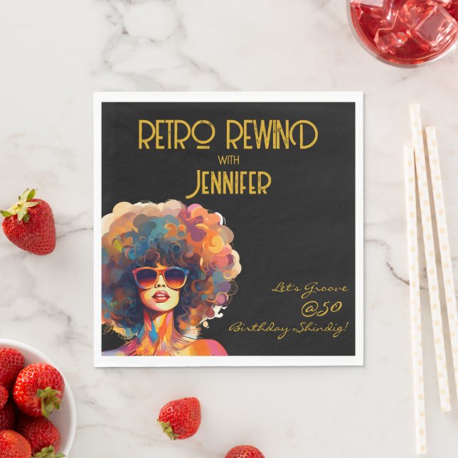 Serviette En Papier Retro Rewind 50e Anniversaire Shindig Party (En situation)