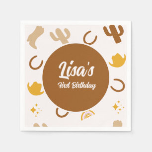 Serviette En Papier Retro Rodeo Cowgirl Cowboy Boho Anniversaire