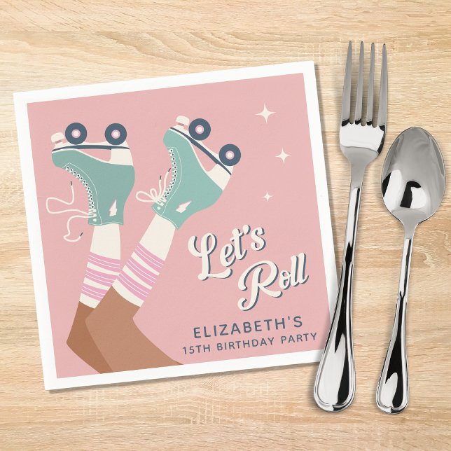 Serviette En Papier Retro Roller Sking fête d'anniversaire (Créateur téléchargé)