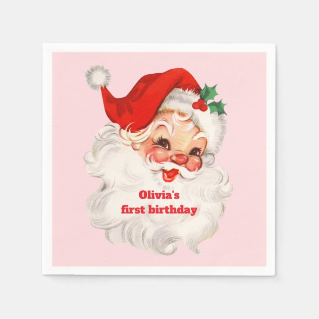 Serviette En Papier Retro Santa anniversaire (Devant)