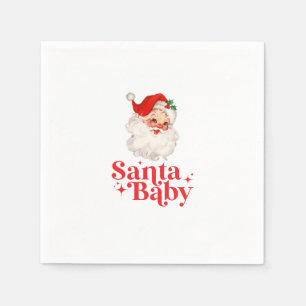 Serviette En Papier Retro Santa Baby fête prénatale de Noël bébé