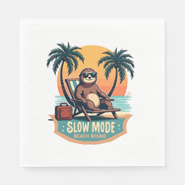 Serviette En Papier Retro Sloth Vacation Shirt Funny Tropical Relax De (Devant)
