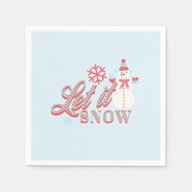 Serviette En Papier Retro Snowman Laisser neiger Noël (Devant)