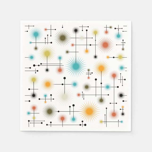 Serviette En Papier Retro Starbursts A Go-Go ! (Devant)