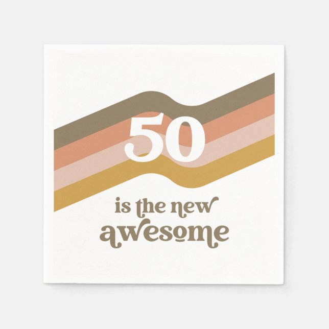 Serviette En Papier Retro Stripes 50e Anniversaire de fête Napkins (Devant)