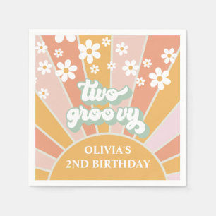 Serviette En Papier Retro Sunshine Deux Anniversaire Groovy Daisy