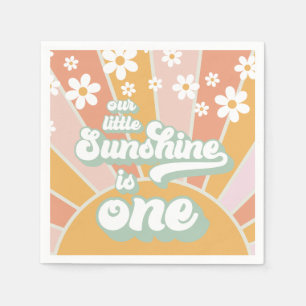 Serviette En Papier Retro Sunshine marguerite boho florale premier ann