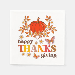 Serviette En Papier Rétro Super Daisy Citrouille Hippie Thanksgiving