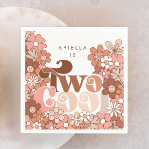 Serviette En Papier Retro Super deux filles Cool 2e anniversaire