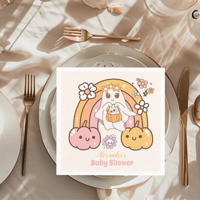 Serviette En Papier Retro Super Halloween Little Boo Baby shower (Créateur téléchargé)