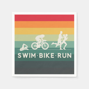 Serviette En Papier Retro Swim Bike Run Triathlon Icon Series